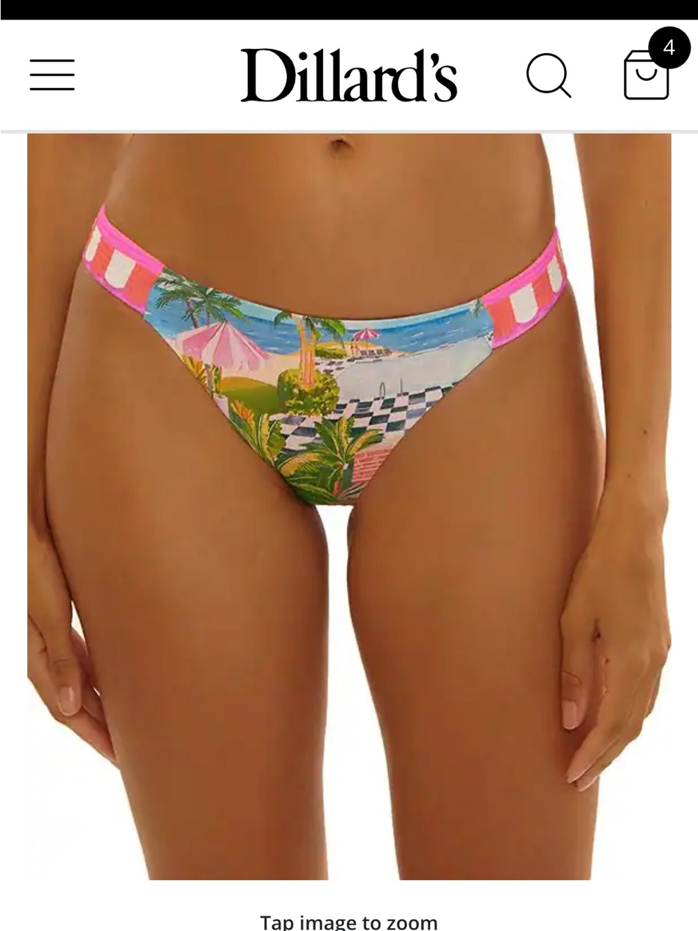 BECCA Pink Tropical Print Bikini Bottom